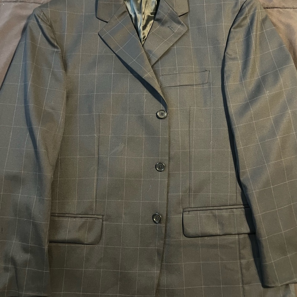 Black Wool Suit with Notched Lapels 42R